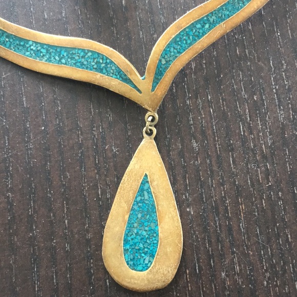Taxco Jewelry - Turquoise golden choker .925 sterling silver rings